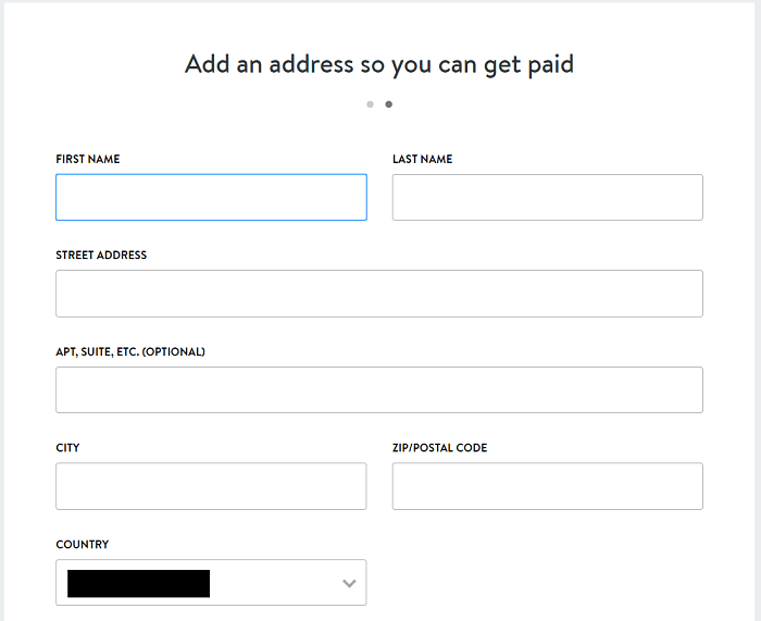 Add an address so you can get paid